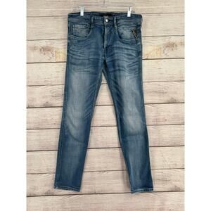 Replay Anbass Hyperflex M914 Straight Leg Jeans Mens 33x32 Blue Medium Wash